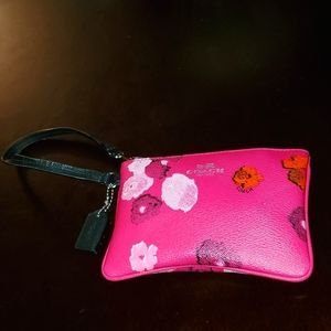 Coach pink floral wristlet